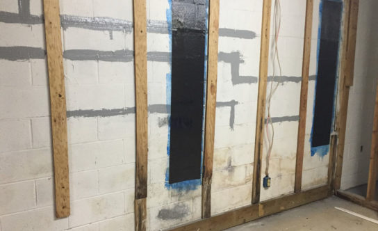 Wall bracing used on basement wall for Apex foundation repair